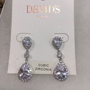 David’s Bridal Cubic Zirconia Teardrop Earrings NW